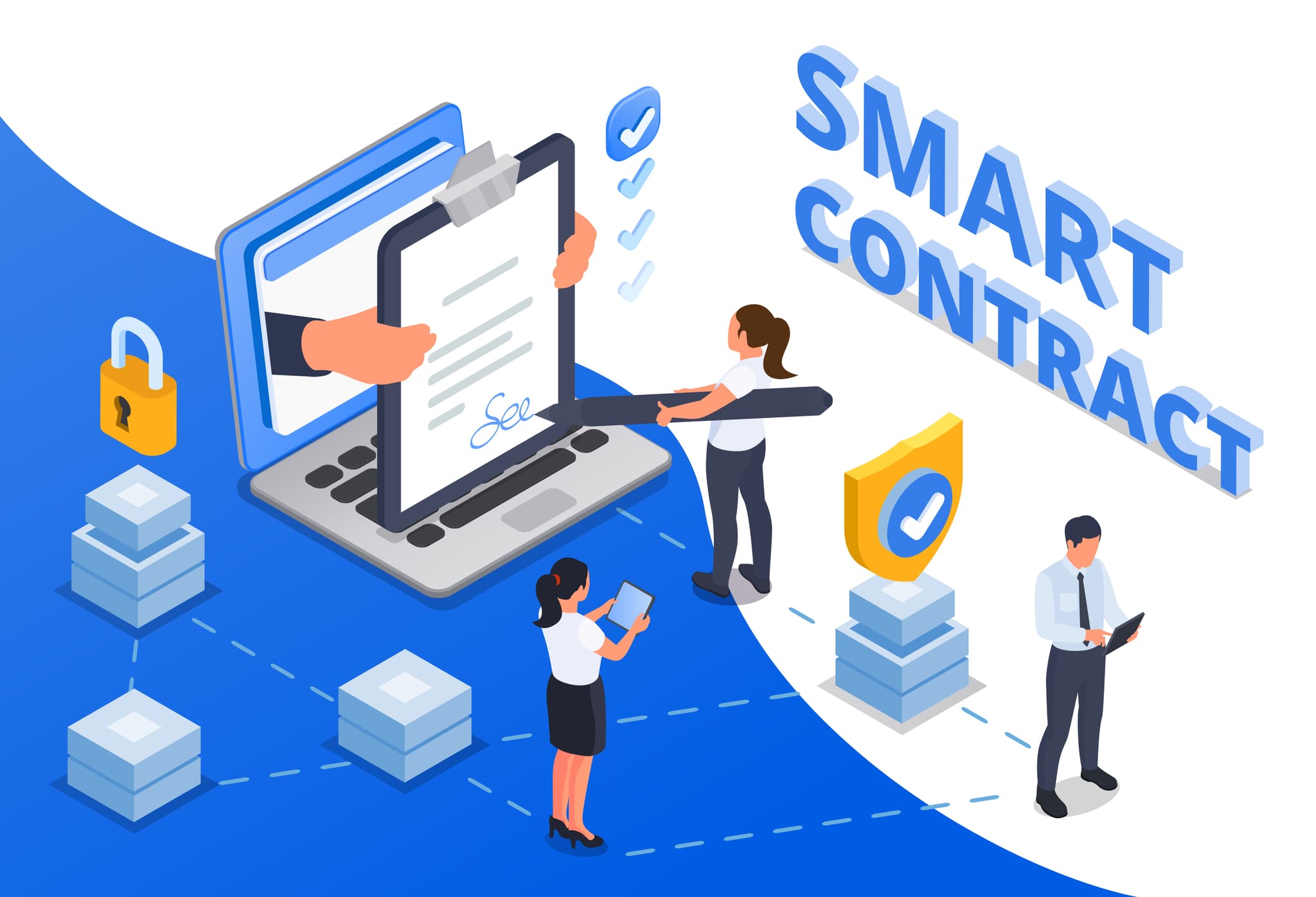 Digital contract with blockchain elements